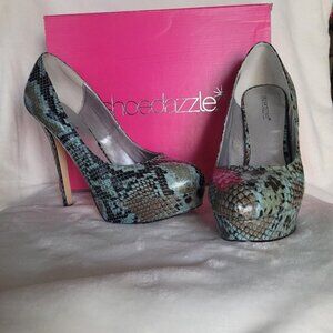 Shoe Dazzle, , size 9.5, green snakeskin